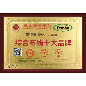 英特曼荣获“2025 中国综合布线系统十大品牌”荣誉称号